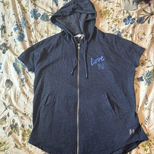 Victoria Secret short sleeve hoodie full zip size  small front pocket